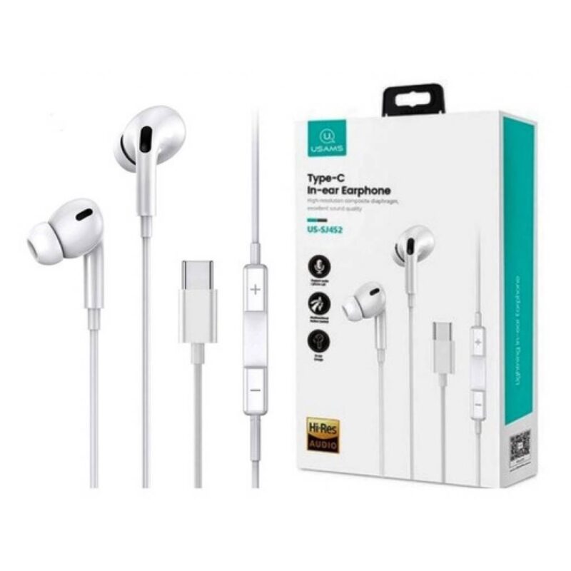 Manos Libres Stereo Tipo C 1.2M Blanco USAMS